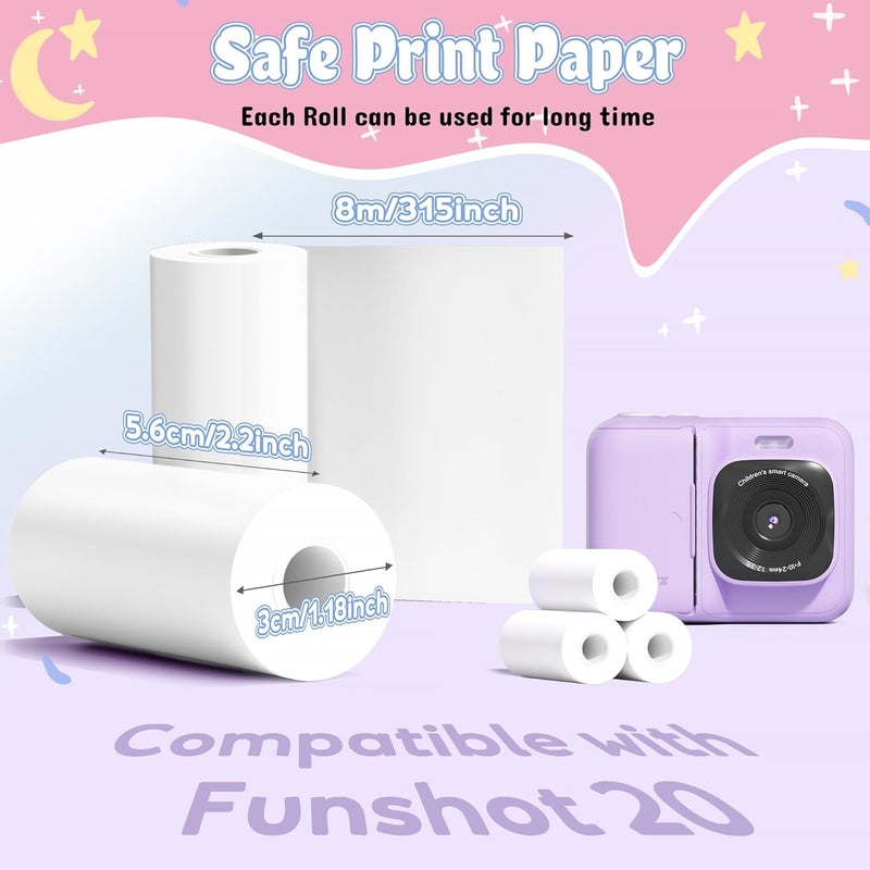 ETIKEZ Kids Instant Print Camera Paper, Thermal Printing Refill Set for Toddler Camera, Compatible with Funshot 20, HD Camera Thermal Printing Paper, 2.2" x 26ft (5.6cmx8m) Per Roll, 3 Rolls - Image 2